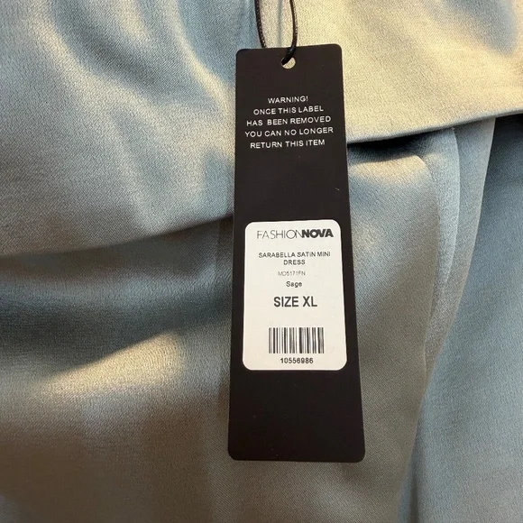 Sarabella Satin Mini Dress - Sage - Picture 5 of 7